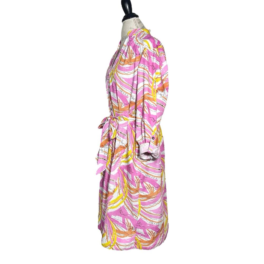 Vera for Anthropologie | Women | Pink Tropical Confetti Midi Shirt Dress | XL - Picture 4 of 12